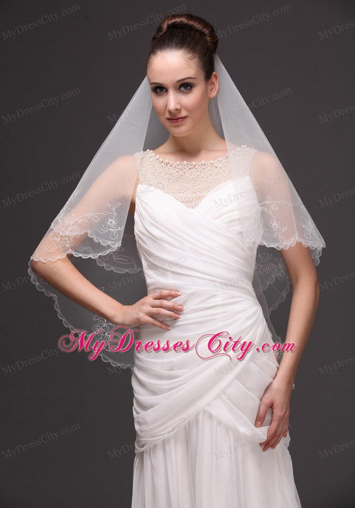 Embroidery Tulle Beautiful Bridal Veils For Wedding