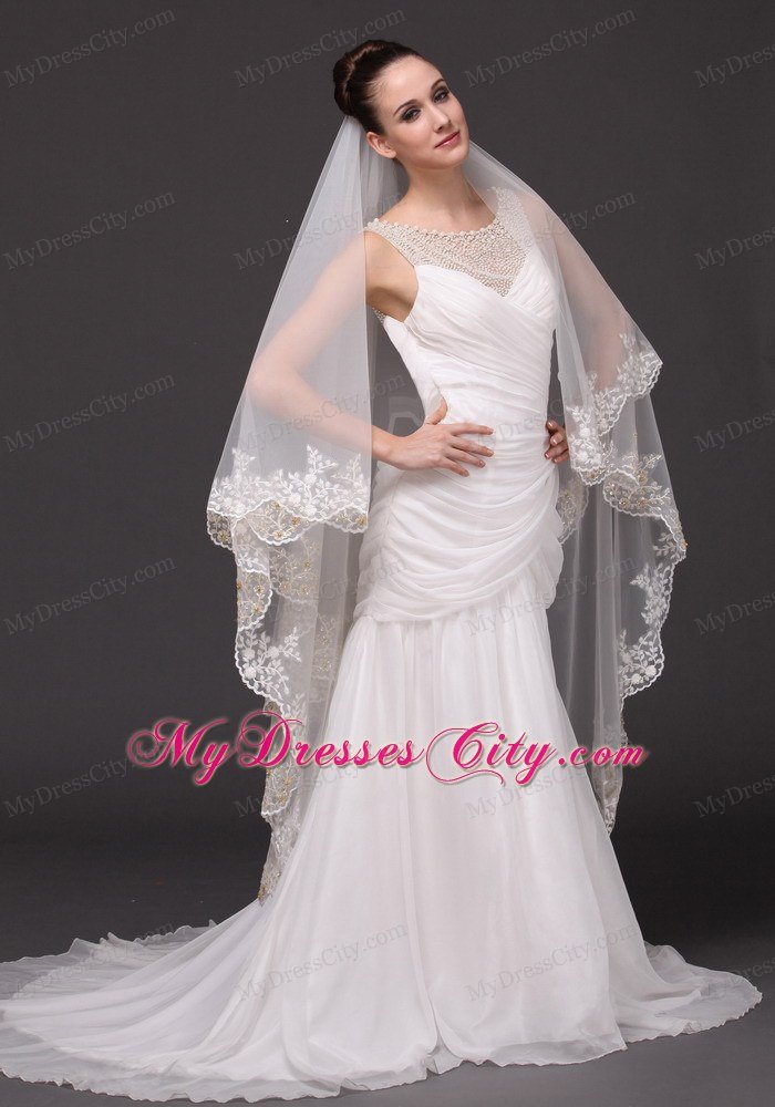 Lace Appliques Tulle Bridal Veils For Wedding