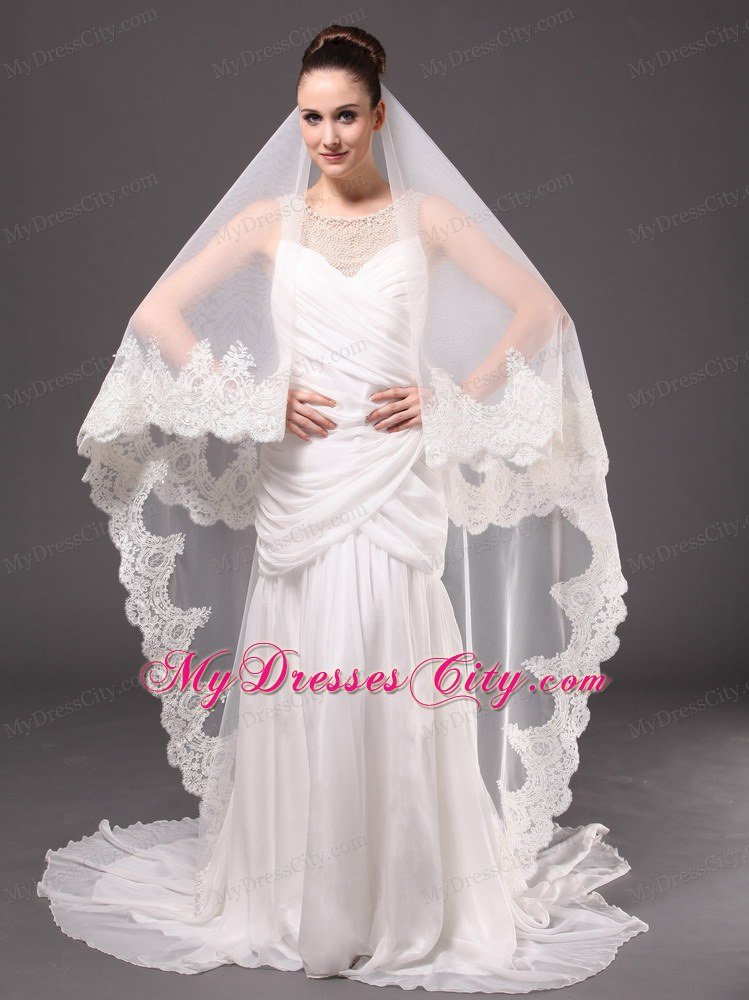 Lace Appliques One-tier Cathedral Tulle Graceful Wedding Veil