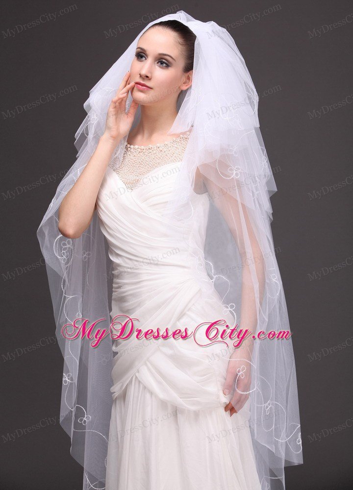 Embroidery With Tulle Bridal Veil On Sale