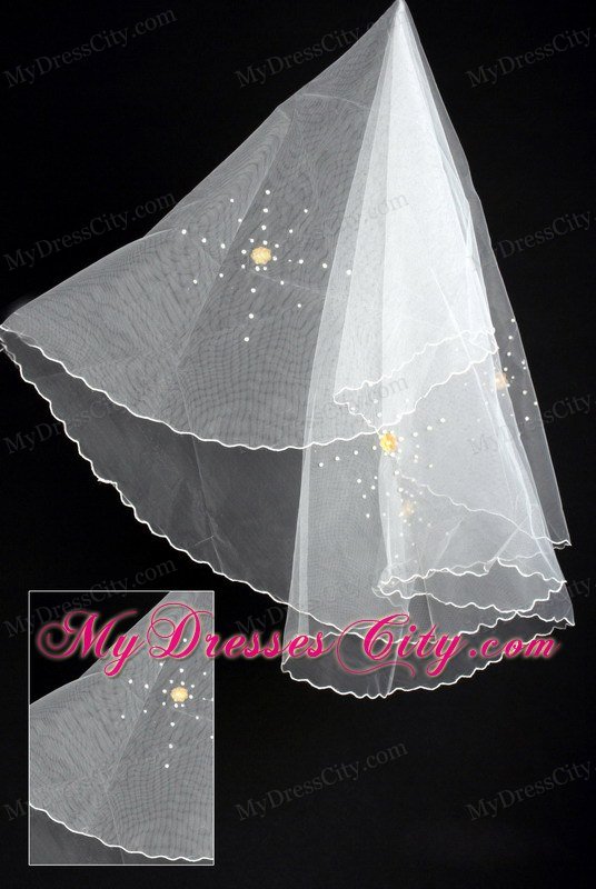 Organza Imitation Pearls Bridal Veil