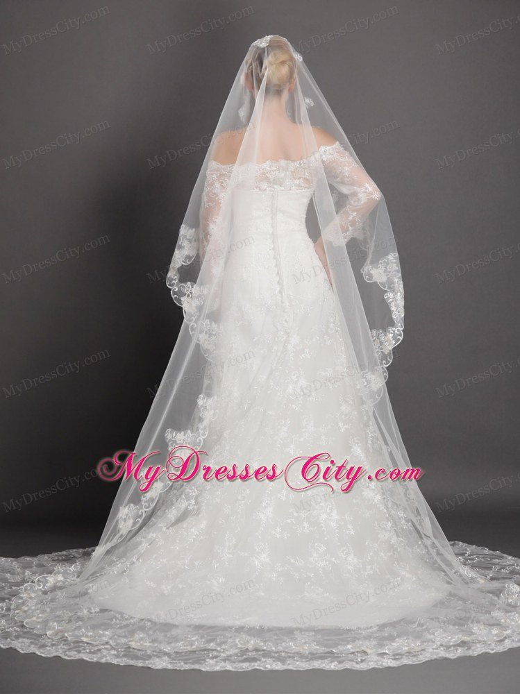 Perfect Lace Appliques Tulle Graceful Wedding Veil