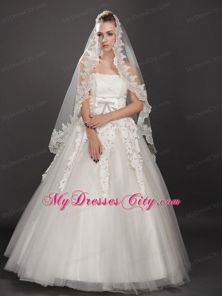 Perfect Lace Appliques Edge Organza Wedding Veil