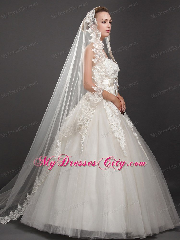 Perfect Lace Appliques Edge Organza Wedding Veil