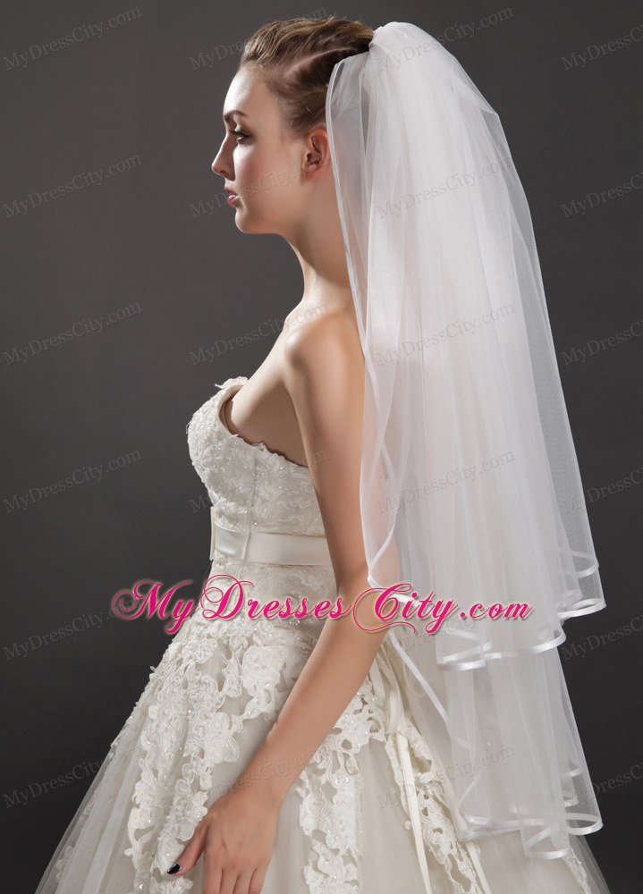 Two-tier Tulle With Ribbon Edge Wedding Veil