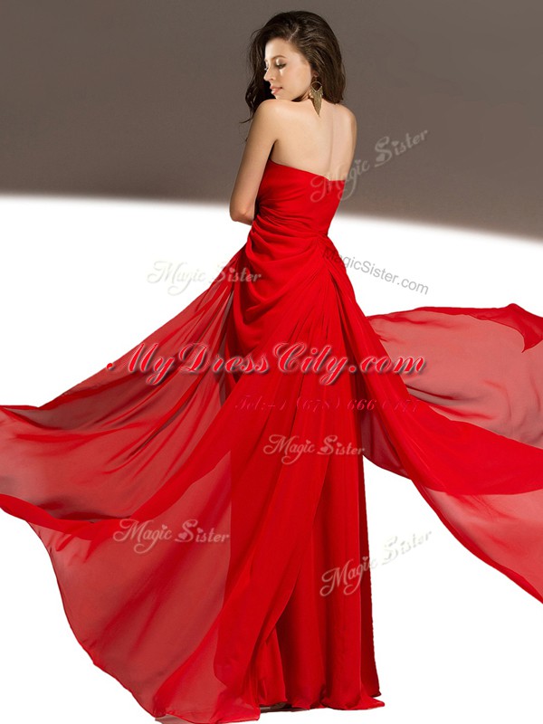 Eye-catching Sleeveless Zipper Floor Length Ruching Homecoming Dress