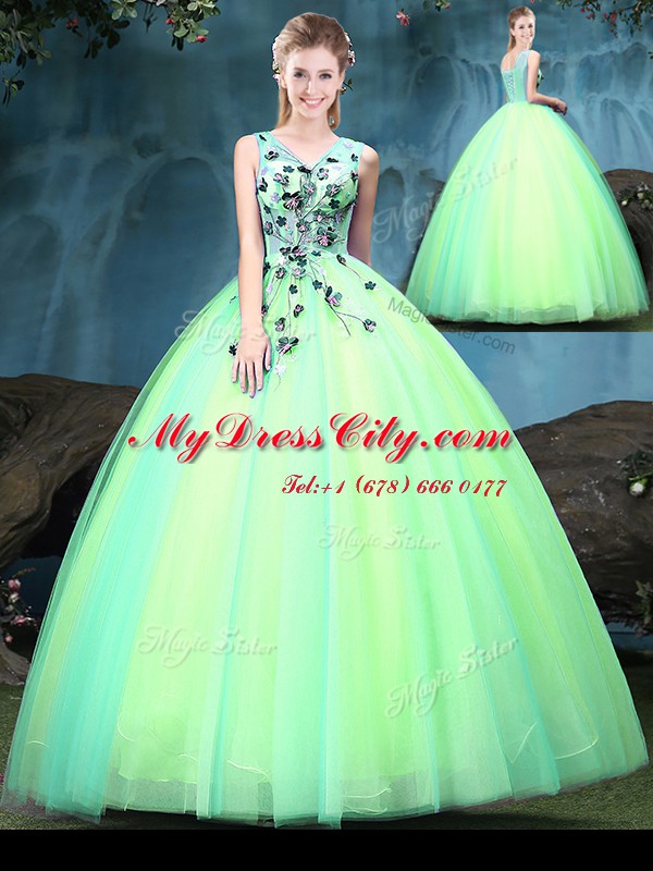 Gorgeous Sleeveless Appliques Lace Up Sweet 16 Dress