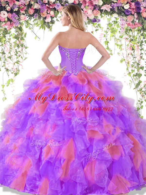 Ideal Sleeveless Beading Lace Up Sweet 16 Dress