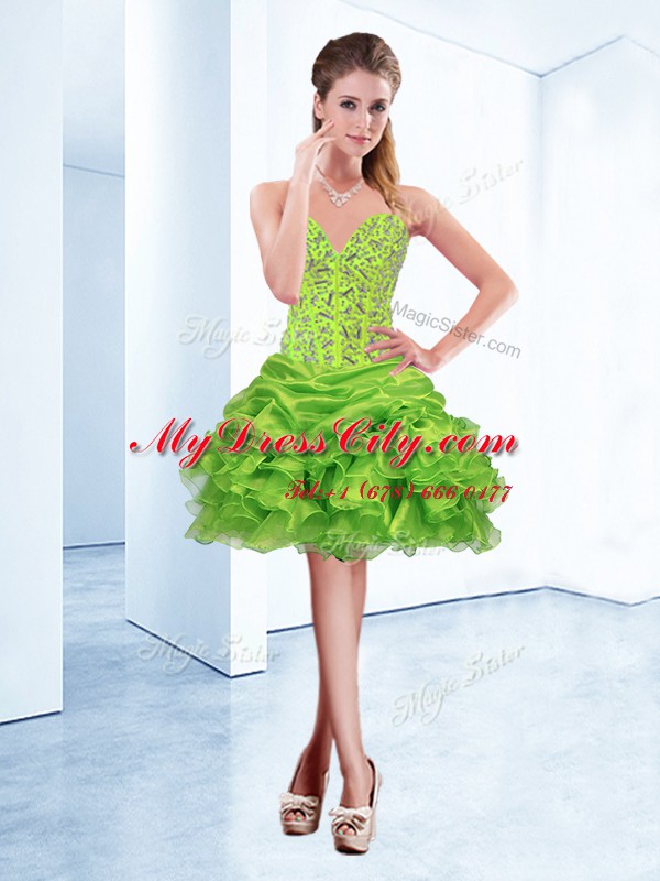 Excellent Sleeveless Organza Lace Up Cocktail Dresses for Prom and Party