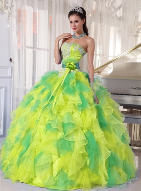 Appliques and Ruffles Floor-length Rainbow Quinceanera Dresses for 2014 ...
