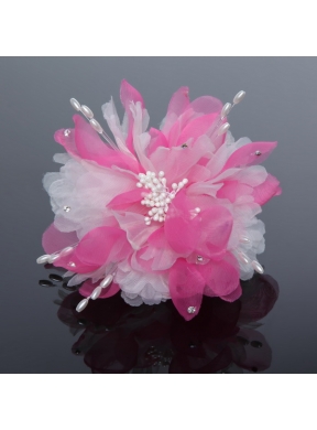 Pure Tulle Lilac Beautiful Imitation Pearls Hair Flower with Rhinestone