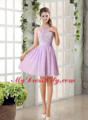 Perfect Bridesmaid Dress Ruching with Hand Made Flower in Lilac