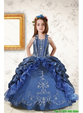 2015 Affordable Appliques and Pick Ups Little Girl Dress in Navy Blue
