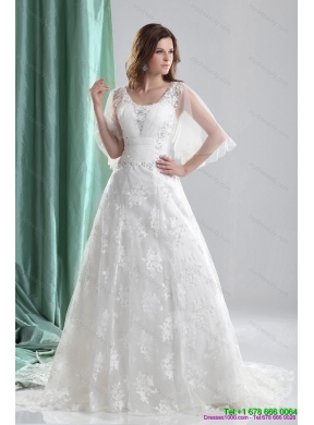 2015 Maternity A Line Wedding Dress with Beading and Lace