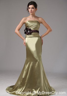 Strapless Mermaid Olive Green Prom Dress with Sash