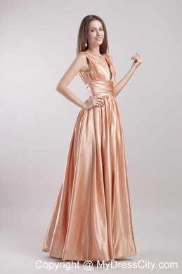 Empire V-neck Neckline Long Prom Dress with Plunging