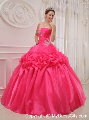 Pretty Hot Pink Puffy Quinceanera Dresses Cheap Price