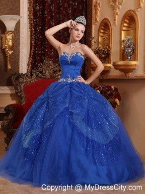Sweetheart Floor-length Tulle Quinceanera Dress Appliqued