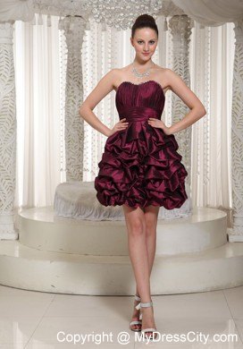 Short Burgundy 2013 Party Dress With Sweetheart Pick-ups