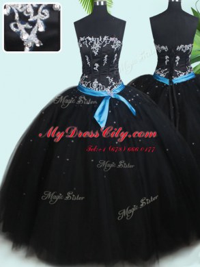Trendy Strapless Sleeveless Tulle 15th Birthday Dress Beading and Belt Lace Up