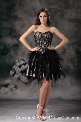 Cute Mini-length Black Ball Gown Prom Dress in Special Fabric