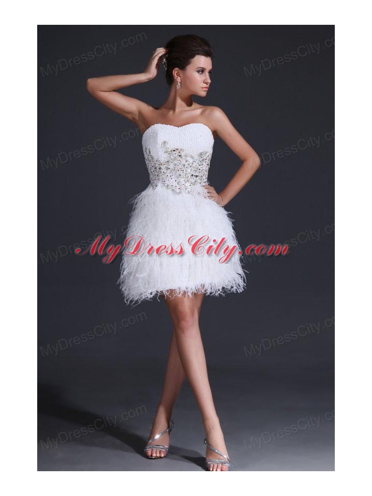 White Short Sweetheart Prom Dress with Embroidery and Beading