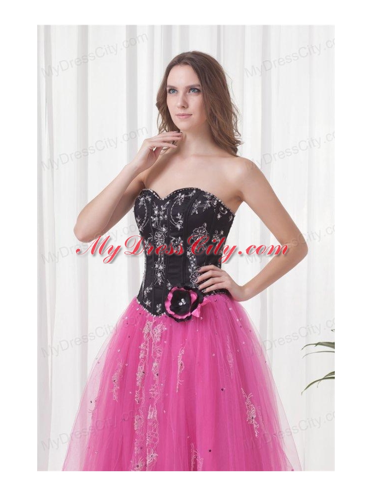 Princess Sweetheart Tulle Lace Up Beading Prom Dress in Pink