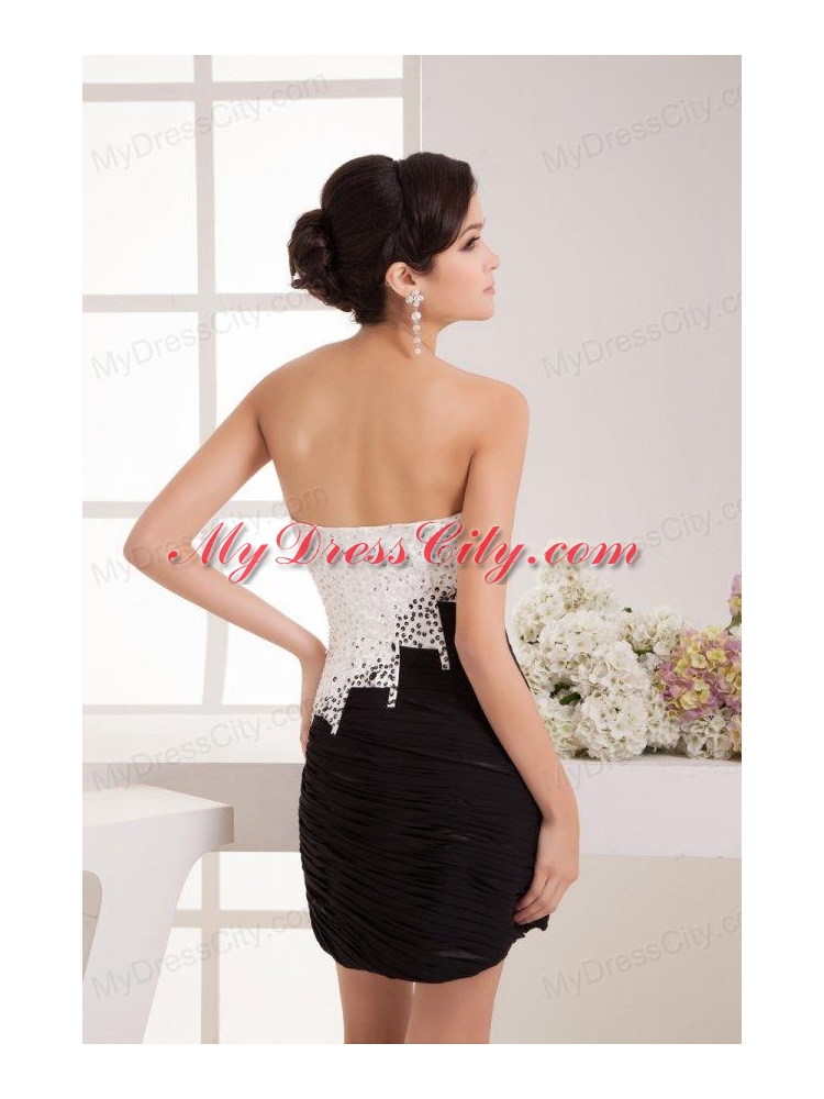 Column Strapless Mini-length Beading White 2014 Prom Dress