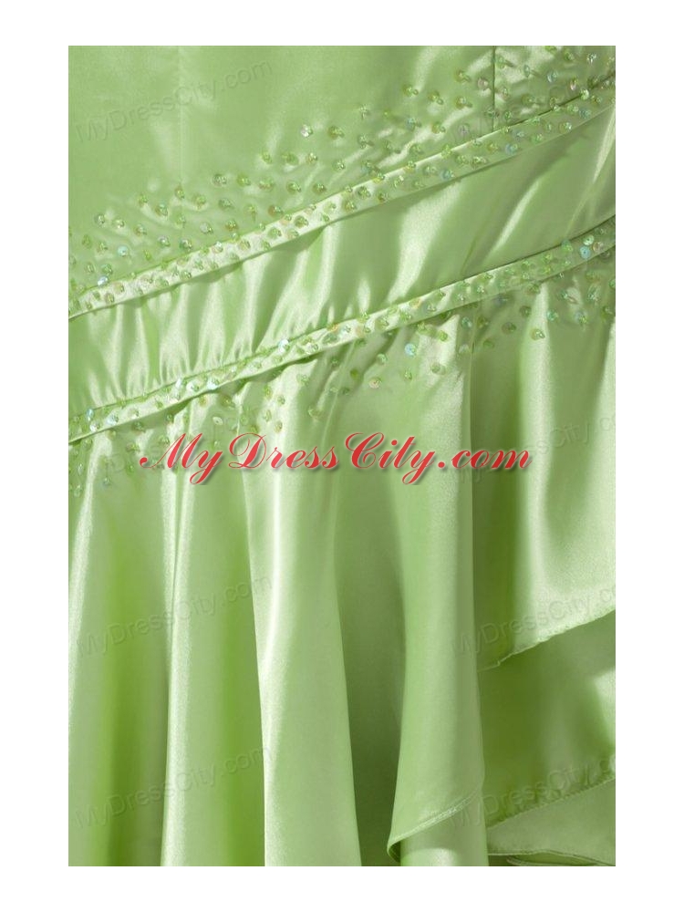 Column Sweetheart High-low Taffeta Beading Spring Green Prom Dress