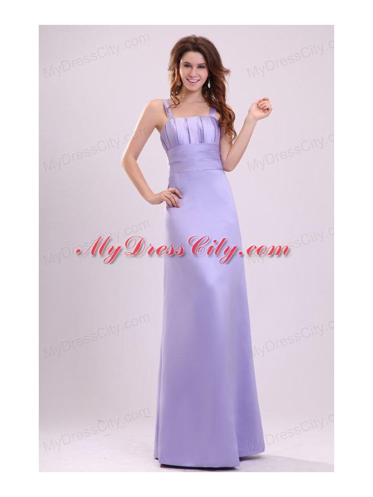Cheap Lavender Column Straps Ruching Taffeta Floor-length Prom Dress