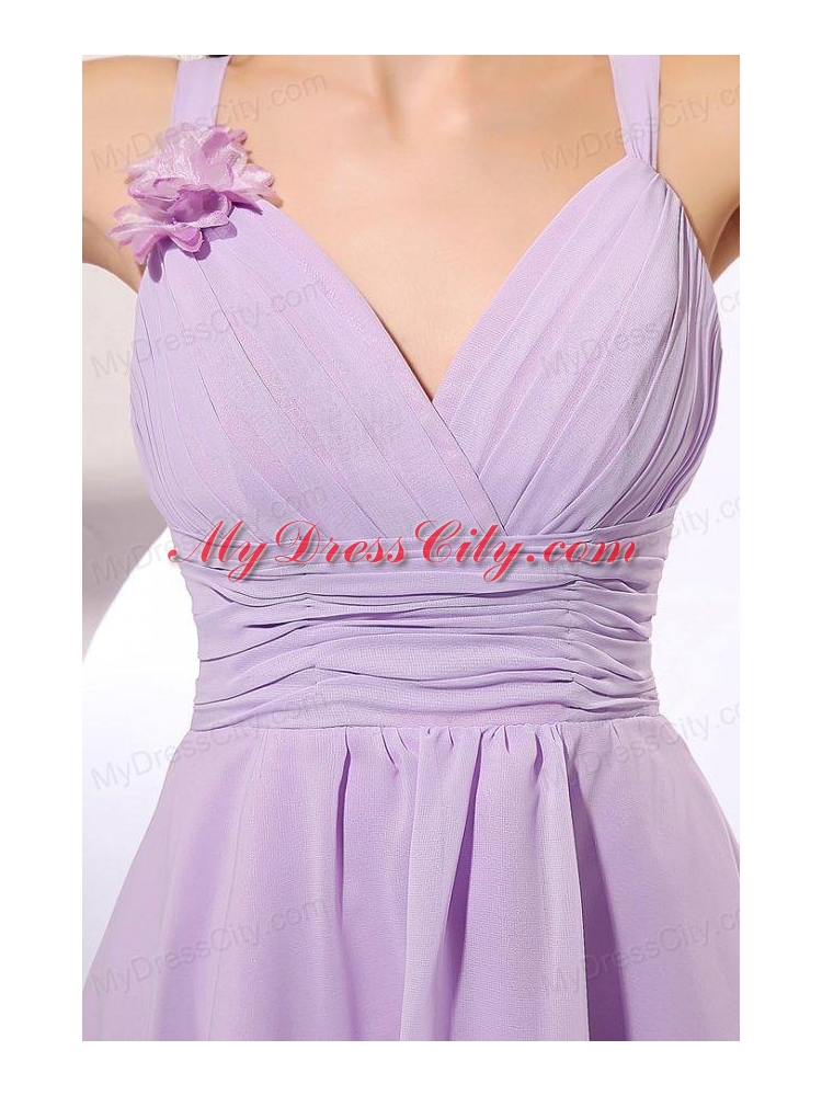 Simple Lilac Straps Prom Dress with Mini-length Chiffon
