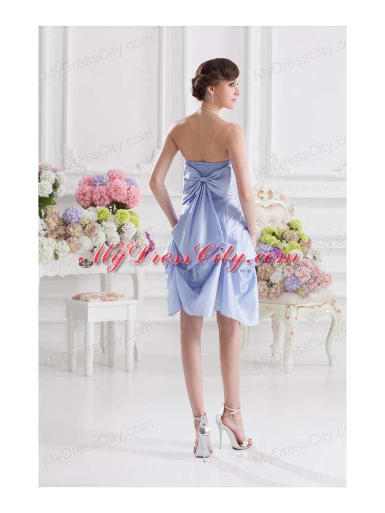 Lavender Strapless Short Taffeta Prom Dress with Bowknot