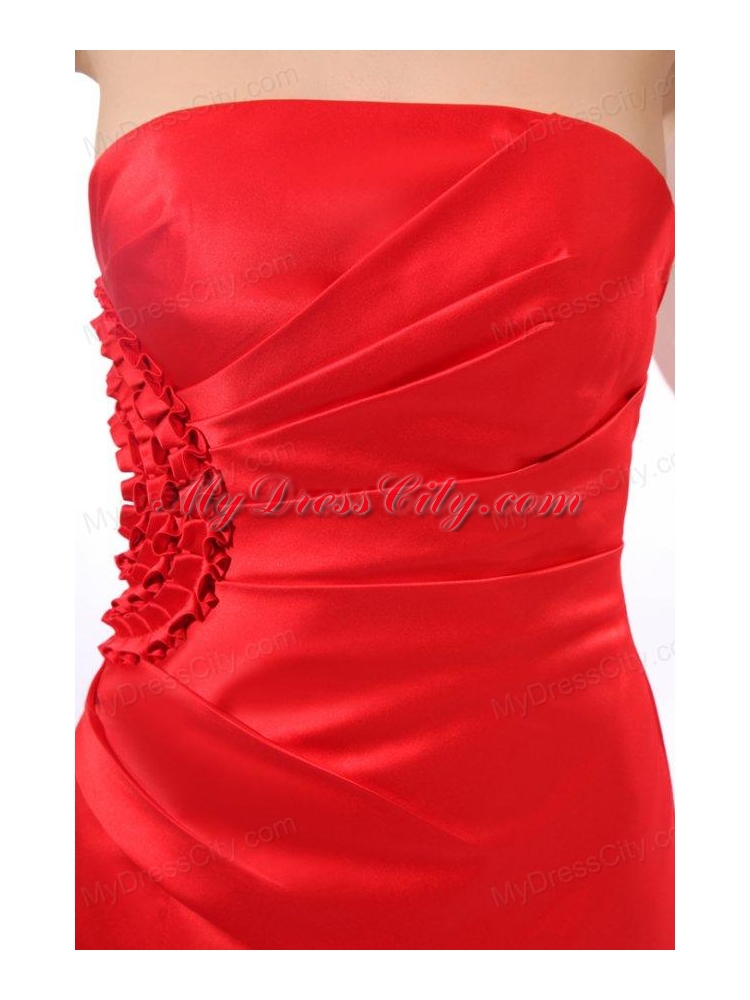 Brand New Strapless Mermaid Red Ruche Floor-length Prom Dress
