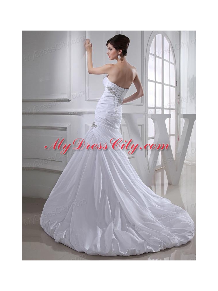 2014 Spring Popular Puffy Sweetheart Wedding Dress with Beading