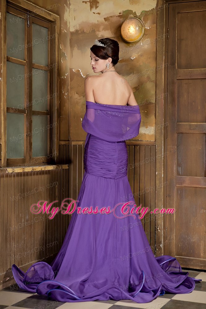 Purple Mermaid Sweetheart Chiffon Beading Prom Evening Dresses