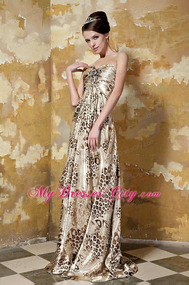 Colorful Empire Sweetheart Printing Beading Maxi Evening Dresses