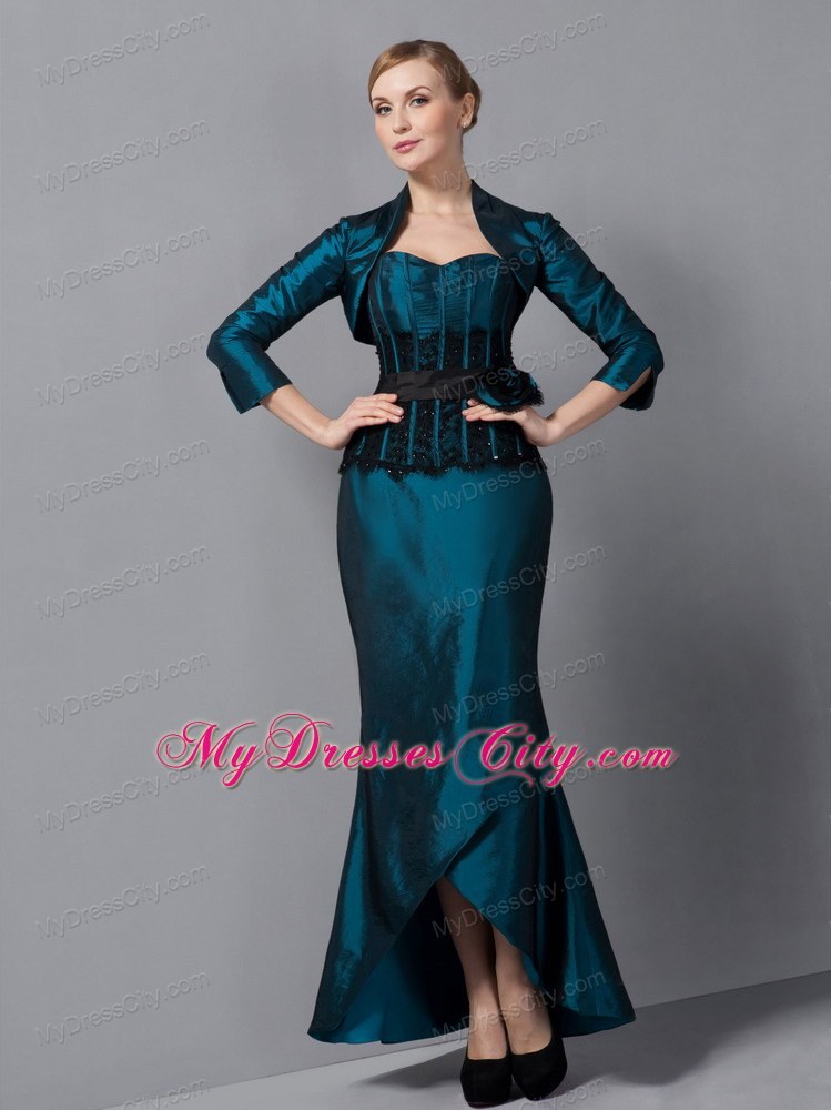 Mermaid Sweetheart Black Sash Mother Of The Bride Dress with Ankle-length
