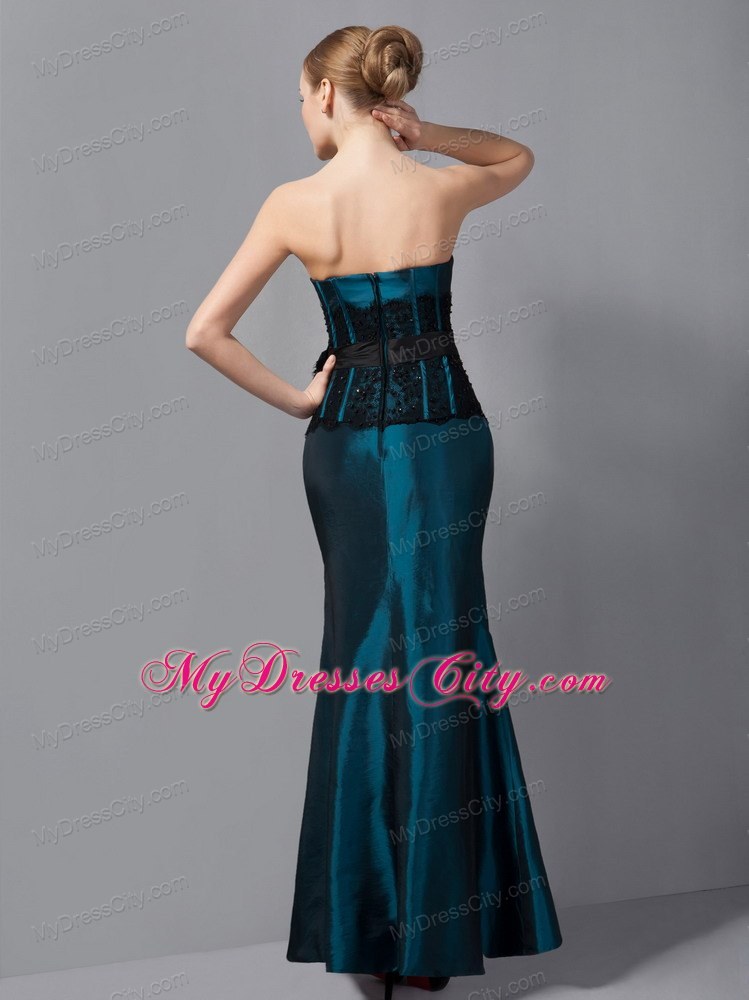 Mermaid Sweetheart Black Sash Mother Of The Bride Dress with Ankle-length