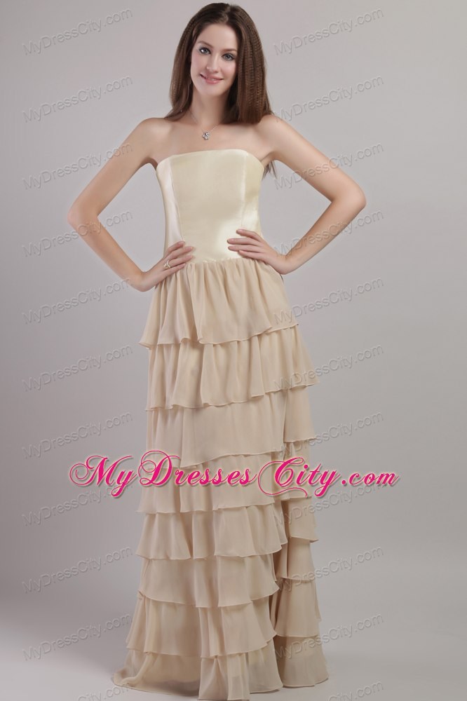 Light Yellow Empire Strapless Layered Mother Of The Bride Dress