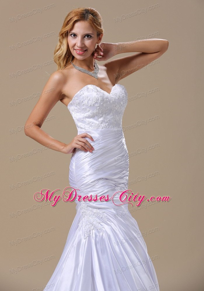 Mermaid Sweetheart Appliques and Ruches Bodice For Wedding Dress