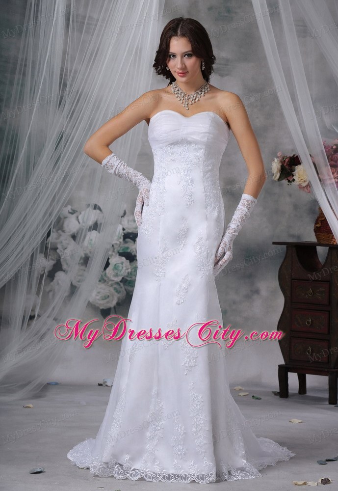 Lace Decorate Bodice Ruched Sweetheart Mermaid Bridal Dresses