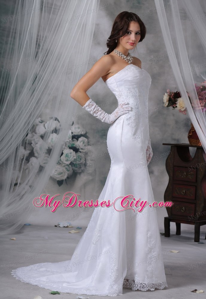 Lace Decorate Bodice Ruched Sweetheart Mermaid Bridal Dresses