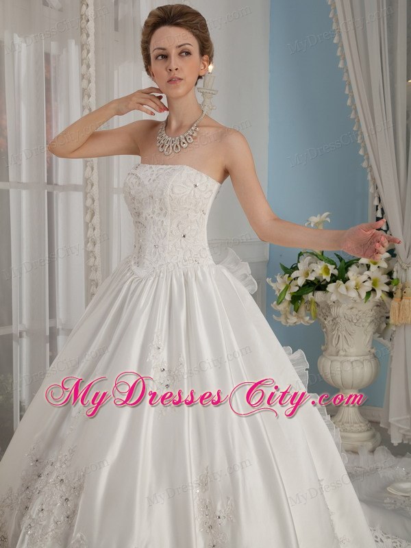 Perfect Princess Strapless Beading Cathedral Train Bridal Gowns under 300