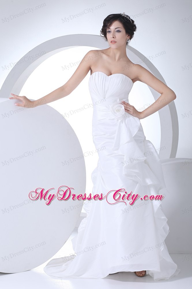Exclusive Sweetheart Mermaid Brush Train Flowery Wedding Dress on Sale