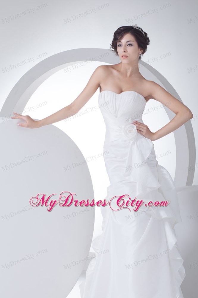 Exclusive Sweetheart Mermaid Brush Train Flowery Wedding Dress on Sale
