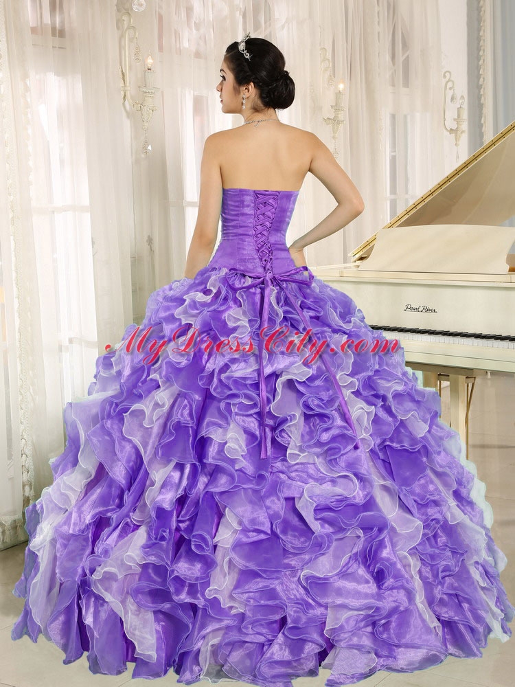Beading and Ruffles Custom Made For 2013 Classic Quinceanera Dresses in Purple