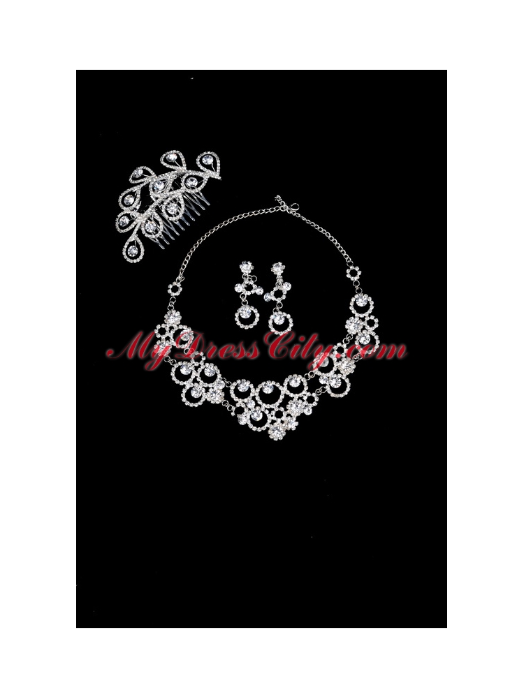 Intensive Flowers Beaded Necklace Tiara and Earrings Jewelry Set