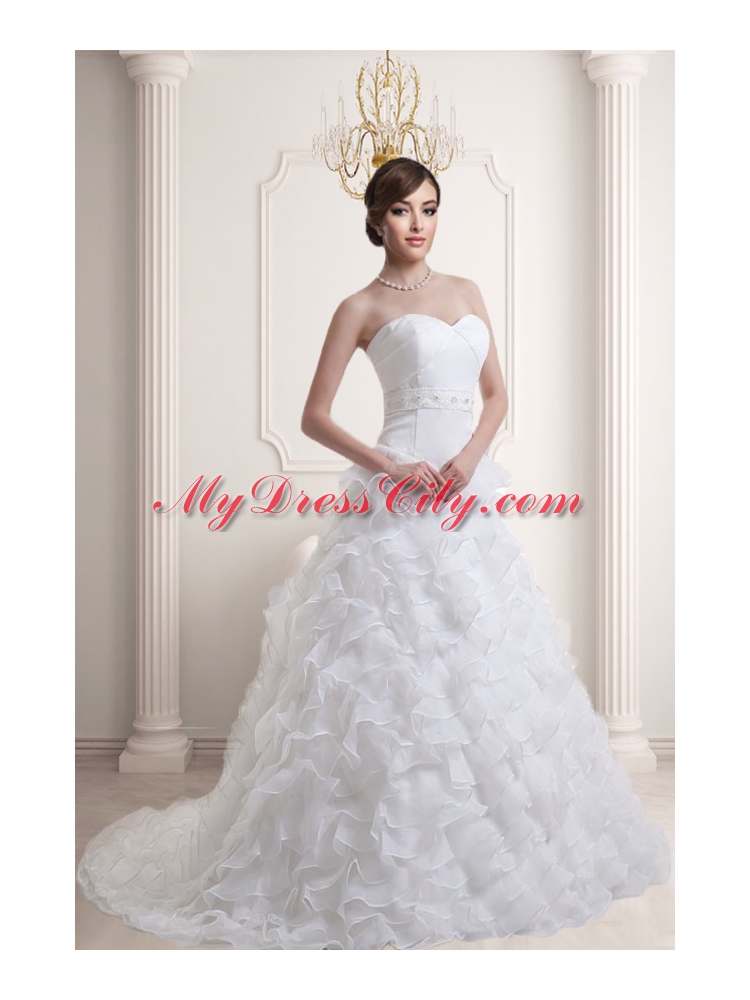 Beautiful Ruffled Layers and Beading 2015 Wedding Dress with Sweetheart