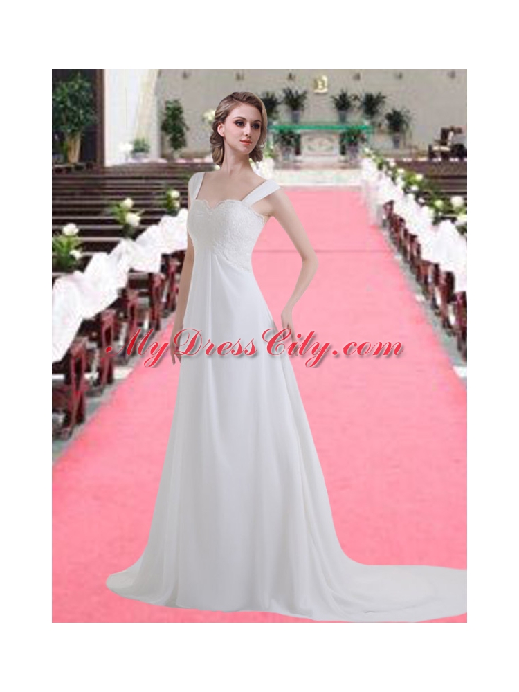 Empire Straps 2015 Clasp Handle Wedding Dress with Lace