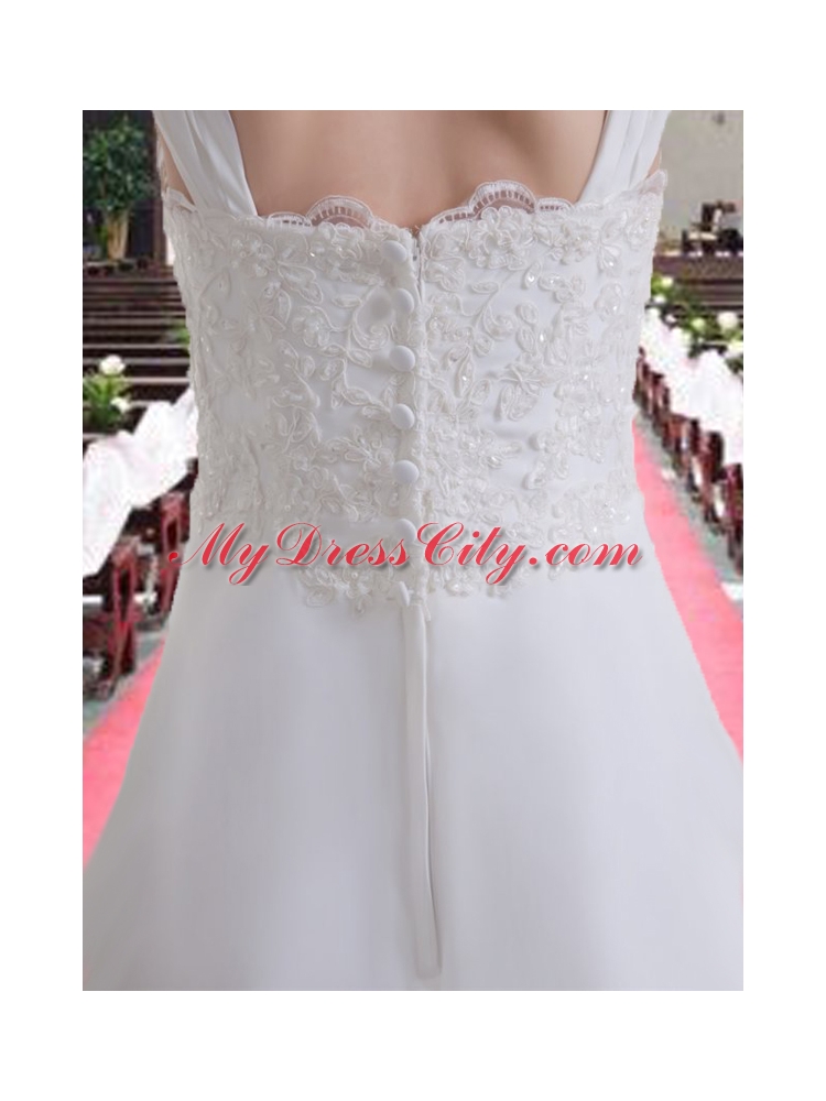 Empire Straps 2015 Clasp Handle Wedding Dress with Lace